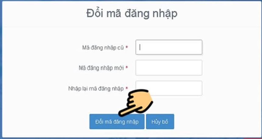 Sau khi đăng nhập thành công lần đầu tiên, hệ thống sẽ yêu cầu bạn đổi mã đăng nhập để đảm bảo an toàn.