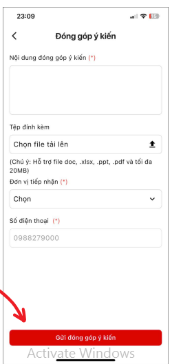 Bước 4: Nhấn Gửi đóng góp ý kiến để hoàn tất việc đóng góp ý kiến
