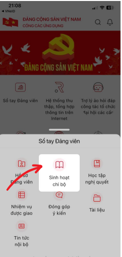 Tính năng: “Sinh hoạt chi bộ”
