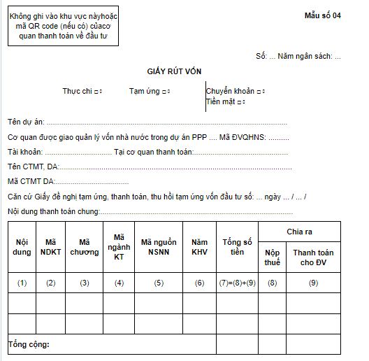 Mẫu giấy rút vốn đầu tư theo Nghị định 312/2025/NĐ-CP? Tải về mẫu 04 giấy rút vốn đầu tư file word?