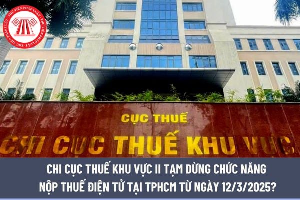 Chi Cục thuế khu vực II tạm dừng chức năng nộp thuế điện tử tại TPHCM từ ngày 12/3/2025? Danh sách Chi cục Thuế khu vực trên toàn quốc?