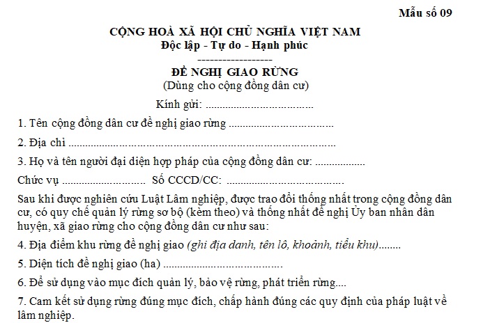 mẫu đề nghị giao rưng