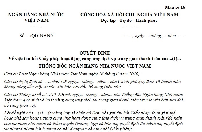 quyết định thu hồi giấy phép