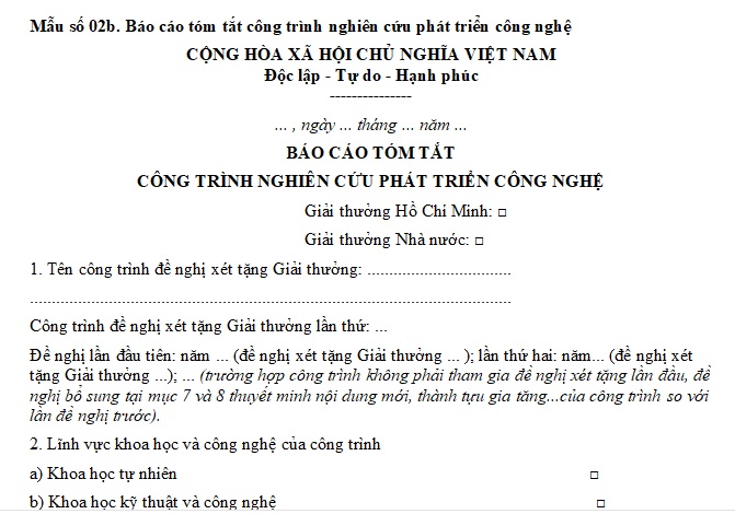 công trình nghiên cứu phát triển công nghệ