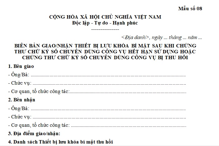 giao thiết bị lưu khóa bí mật