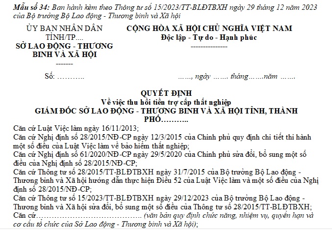 thu hồi tiền trợ cấp