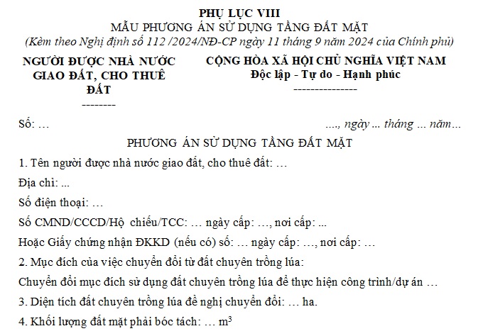 phương án sử dụng tầng đất mặt