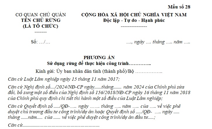 phương án sử dụng rừng