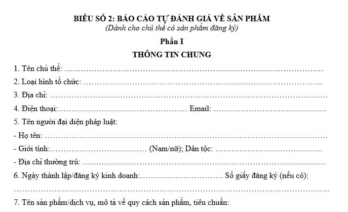báo cáo tự đánh giá về sản phẩm