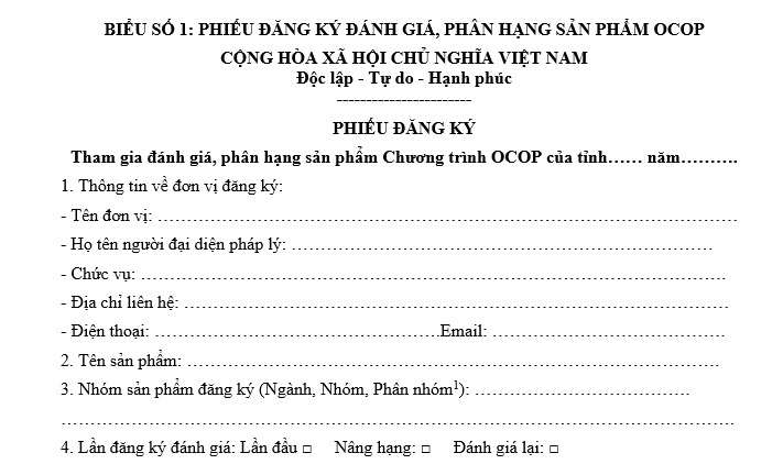 đánh giá phân hạng sản phẩm OCOP