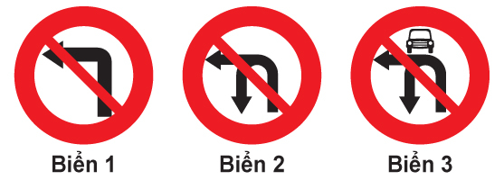 Câu 7: Biển nào báo hiệu cấm tất cả các phương tiện giao thông đường bộ rẽ phải?