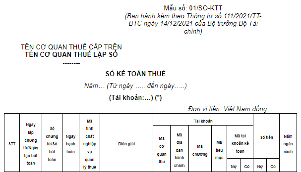 Sổ Kế toán thuế nội địa 