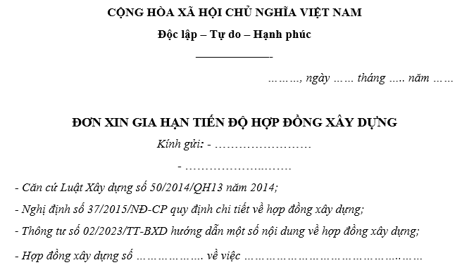 Mẫu công văn xin gia hạn hợp đồng xây dựng mới nhất
