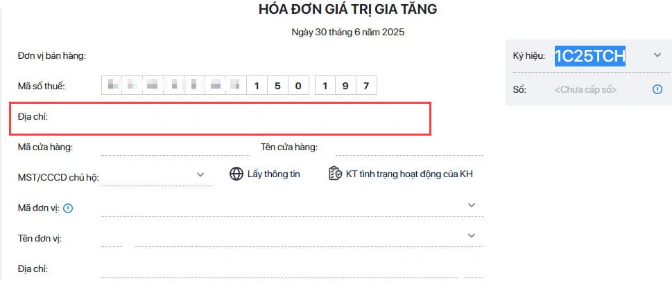 Cách cập nhật địa chỉ mới trên hóa đơn điện tử