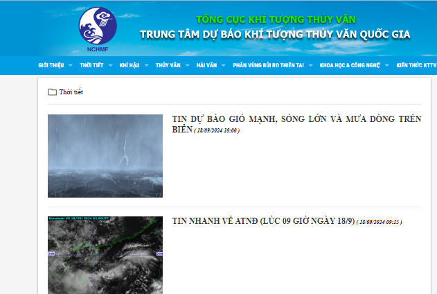Hướng dẫn xem tin bão số 4 cập nhật mới nhất của Tổng cục Khí tượng Thủy văn quốc gia?