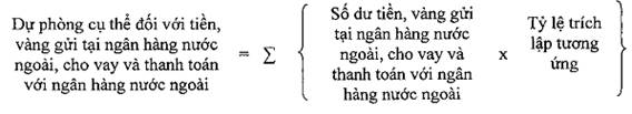 Phương pháp tính dự phòng rủi ro đối với các khoản tiền của Ngân hàng Nhà nước gửi tại Ngân hàng nước ngoài được quy định như thế nào?