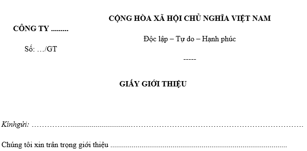 Mẫu giấy giới thiệu công ty