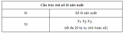 Cấu trúc mã số lô sản xuất