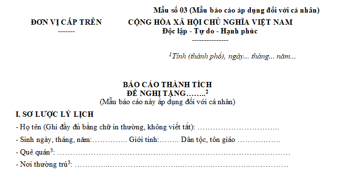 Mẫu báo cáo thành tích lao động tiên tiến giáo viên mới nhất theo Nghị định 98