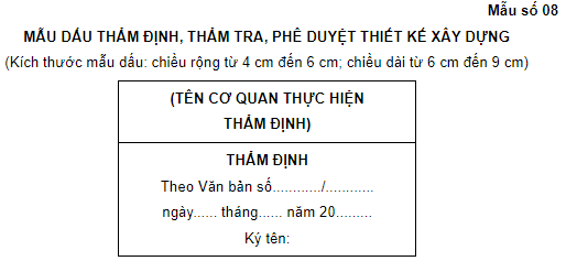 Mẫu dấu thẩm tra phê duyệt thiết kế xây dựng theo Nghị định 15