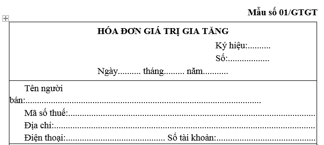 Mẫu hóa đơn GTGT 