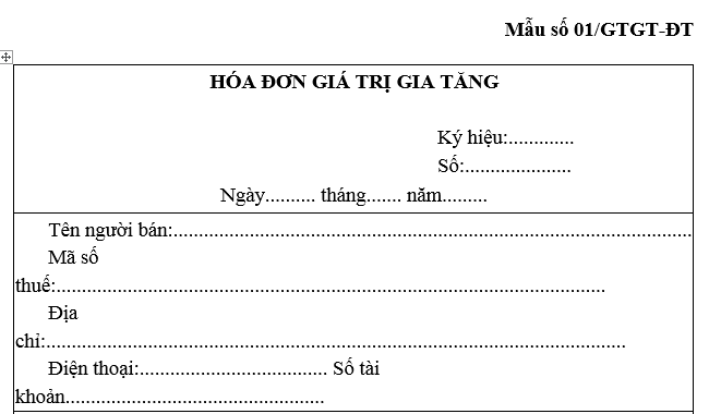 Mẫu hóa đơn GTGT