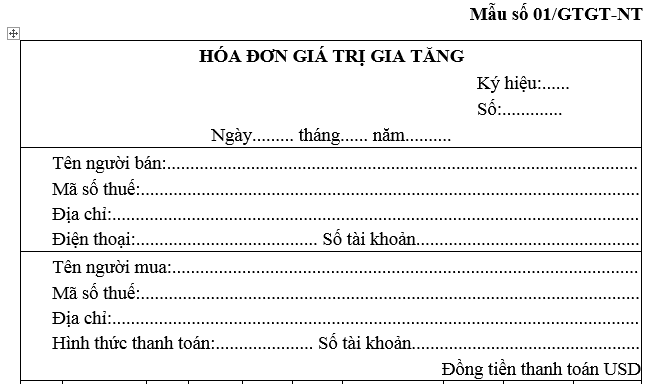 Mẫu hóa đơn GTGT