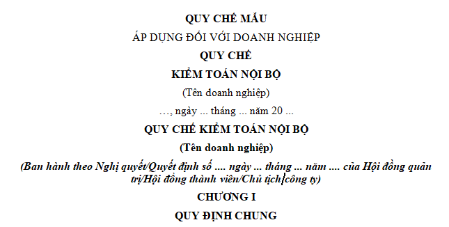 Mẫu Quy chế kiểm toán nội bộ doanh nghiệp mới nhất?