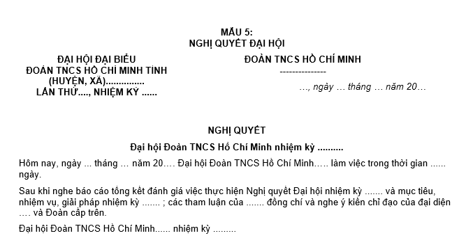 Mẫu Nghị quyết Đại hội Đoàn thanh niên cộng sản Hồ Chí Minh?