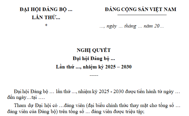 Nghị quyết đại hội Đảng bộ nhiệm kỳ 2025 2030 mới nhất