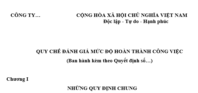 Quy chế đánh giá mức độ hoàn thành công việc