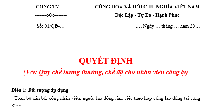 Download mẫu quy chế lương thưởng của công ty?