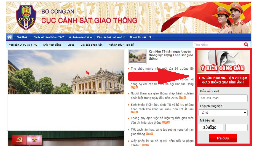 Hướng dẫn cách tra cứu phạt nguội trên website csgt vn của Cục Cảnh sát giao thông?