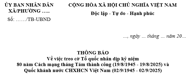 Mẫu thông báo treo cờ Tổ quốc 2 9