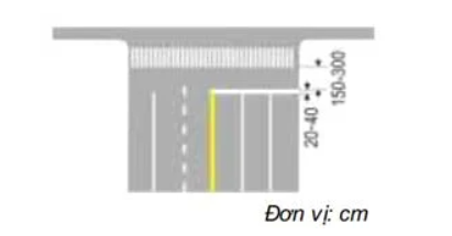 Hình G.47 - Vị trí vạch dừng xe ở nút giao có vạch người đi bộ qua đường