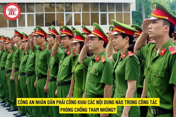 Công an nhân dân phải công khai các nội dung nào trong công tác phòng chống tham nhũng?