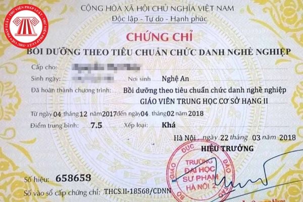 Chứng chỉ bồi dưỡng