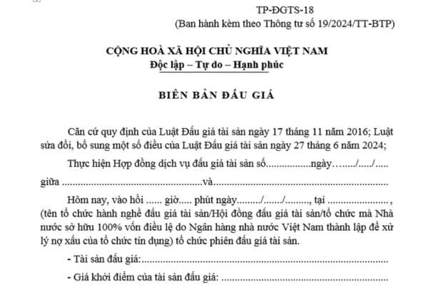 Mẫu Biên bản đấu giá tài sản mới nhất theo Thông tư 19? Tải mẫu? Trường hợp từ chối đánh giá hồ sơ tham gia lựa chọn của tổ chức hành nghề đấu giá?