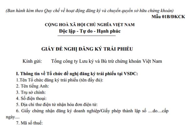 Mẫu Giấy đề nghị đăng ký trái phiếu doanh nghiệp tại VSDC mới nhất? Tải mẫu? Nguyên tắc xử lý hồ sơ đăng ký trái phiếu doanh nghiệp?