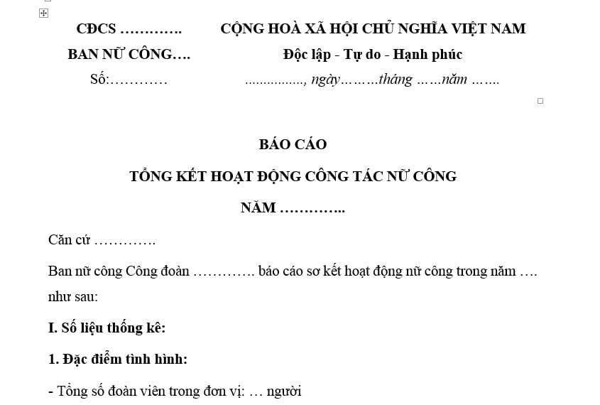 Mẫu Báo cáo Tổng kết công tác nữ công mới nhất? Ban nữ công công đoàn có nhiệm vụ, quyền hạn gì?