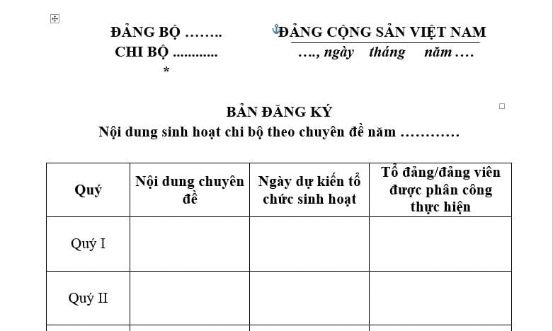 Mẫu Bản đăng ký nội dung sinh hoạt chi bộ chuyên đề? Tải mẫu mới nhất? Có thể tổ chức sinh hoạt chuyên đề thay thế sinh hoạt chi bộ thường kỳ không?