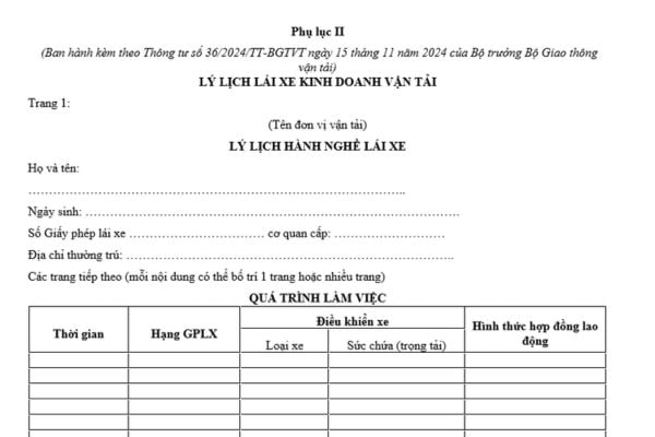 Mẫu Lý lịch lái xe kinh doanh vận tải mới nhất hiện nay? Xe kinh doanh vận tải có biển số xe màu gì?