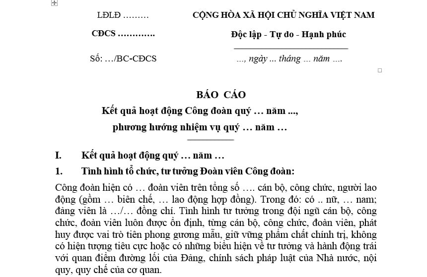 Mẫu Báo cáo quý công đoàn? Tải mẫu Báo cáo quý hoạt động công đoàn ở đâu? Ban chấp hành công đoàn báo cáo hoạt động công đoàn với ai?