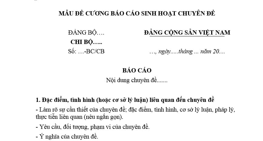 Mẫu Đề cương Báo cáo sinh hoạt chuyên đề chi bộ? Tải mẫu? Đối tượng nào phải nêu cao vai trò tiên phong gương mẫu trong sinh hoạt chi bộ?