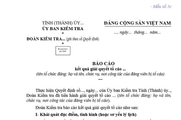 Mẫu Báo cáo kết quả giải quyết tố cáo trong Đảng? Tải mẫu? Có giải quyết tố cáo đối với đơn tố cáo giấu tên không?