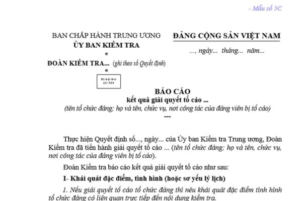 Mẫu Báo cáo kết quả giải quyết tố cáo trong Đảng? Tải mẫu? Có giải quyết tố cáo đối với đơn tố cáo giấu tên không?