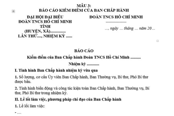 Mẫu Báo cáo kiểm điểm Ban chấp hành đoàn mới nhất? Quy trình bầu Ban Chấp hành đoàn khoá mới thế nào?