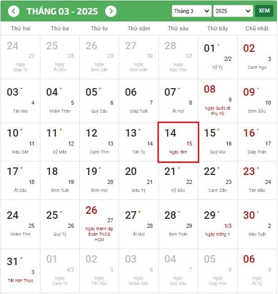 Ngày 14 3 thứ mấy? Ngày 14 3 bao nhiêu âm? Ngày 14 3 có phải ngày lễ lớn? Người lao động Có được nghỉ làm ngày 14 3 không?