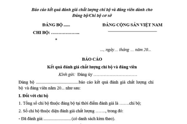 Báo cáo kết quả đánh giá xếp loại chi bộ và đảng viên? Tải mẫu? Nguyên tắc tổ chức Đảng Cộng sản Việt Nam?