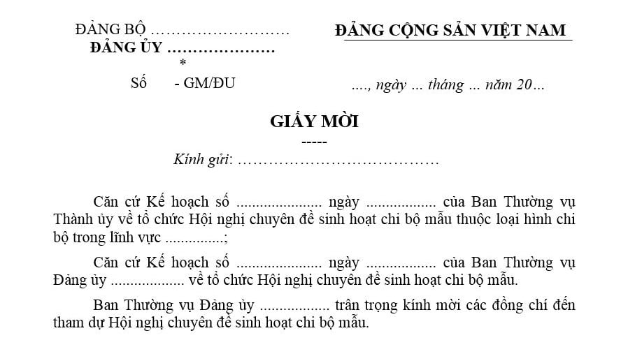 Mẫu Giấy mời dự Hội nghị chuyên đề sinh hoạt chi bộ mẫu mới nhất? Tải mẫu? Khung tiêu chí đánh giá chất lượng sinh hoạt chi bộ?